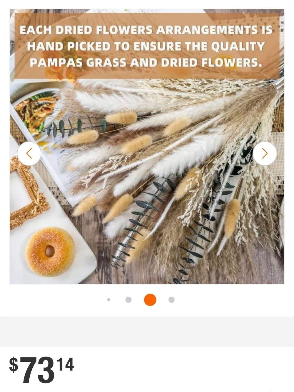 Boho Dried Pompas, Rye, Floral Arrangement in Glass Vase. 17 